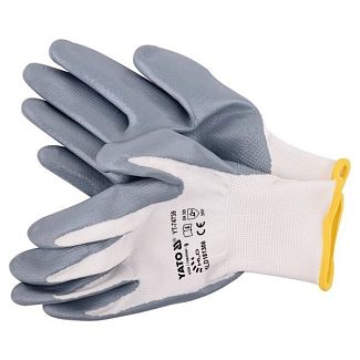 Рукавички робочі нейлонові біло-сірі 9" YATO