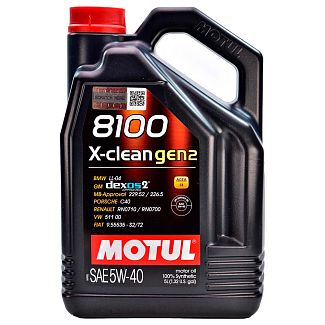 Масло моторное синтетическое 5л 5W-40 8100 X-CLEAN GEN2 MOTUL