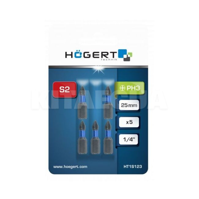 Біта ударна PH3 1/4" 25 мм 5 штук HOGERT (HT1S123) - 2