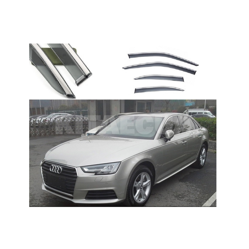 Дефлекторы окон (ветровики) молдинг из нержавеющей стали 3D на Audi A4L (2017-2020) 4 шт. FLY (BAD4L1723-W/S)