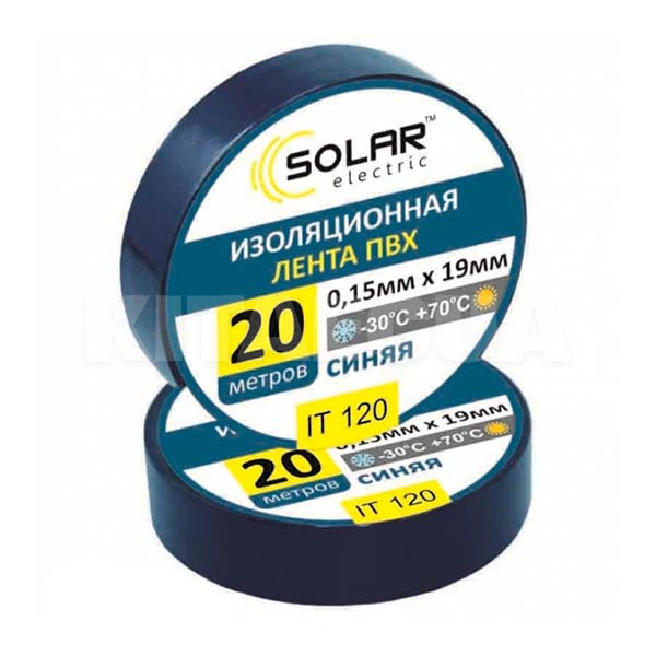 Ізолента 20м х 19мм синя Solar (IT120)