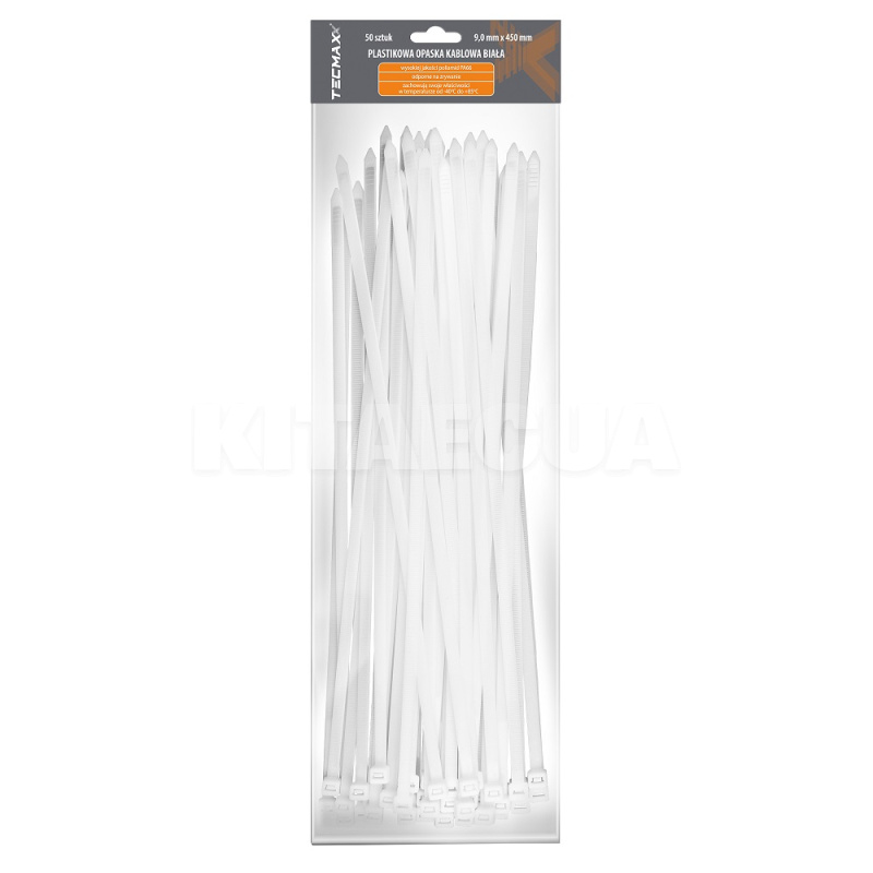 Стяжки белые пластиковые 9 х 450 мм 50 шт. TECMAXX (14-224)