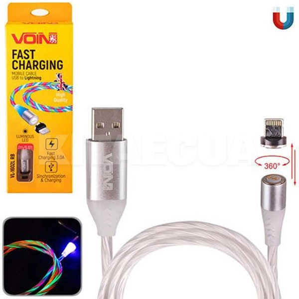 Кабель USB Lightning 3А VL-1602L 2м Multicolor VOIN (VL-1602L RB)