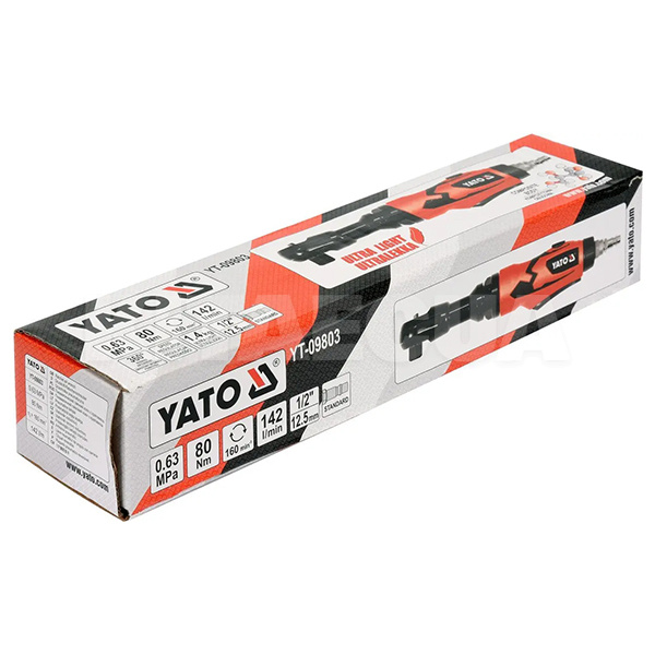 Трещетка пневматическая 1/2" 80 Нм 6.3 бар 142 л/мин YATO (YT-09803) - 2