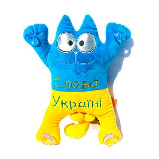 Мягкая игрушка котик "слава украине" на присосках в машину 33х24х7 см 