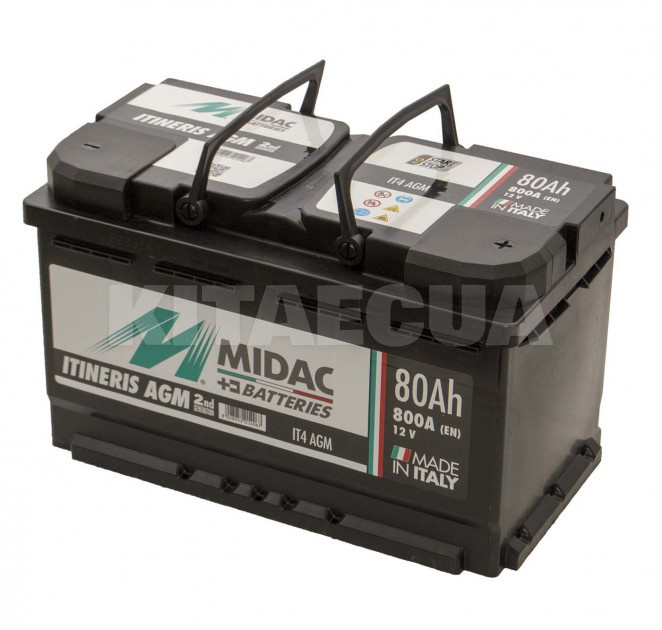 Аккумулятор автомобильный 80Ач 800А "+" справа MIDAC (580.901.080) - 2