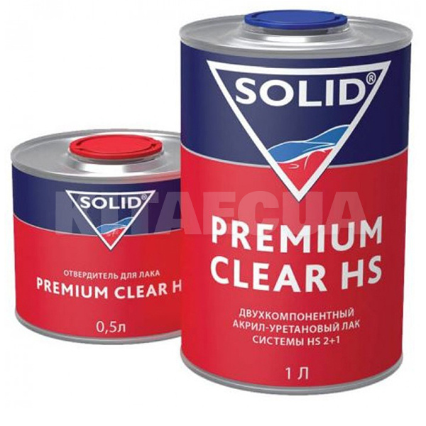Лак HS глянцевый 1л двухкомпонентный бесцветный + отвердитель 0.5л SOLID (00000027103-SOLID)