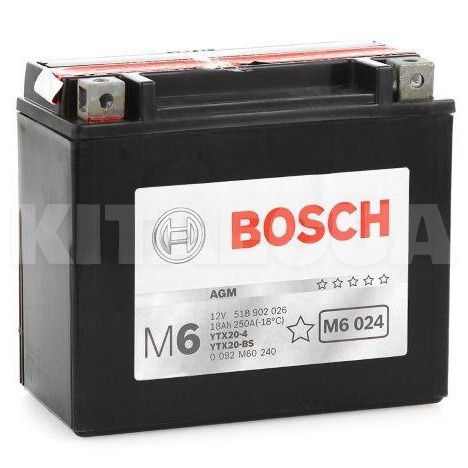 Мото акумулятор 18Ач 250А "+" зліва Bosch (0092M60240)