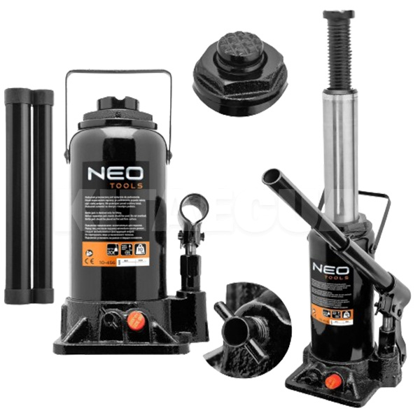 Домкрат гідравлічний пляшковий до 20т (240мм-452мм) NEO Tools (10-456) - 2