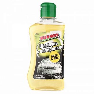 Автошампунь Wash&Wax 250мл концентрат с воском и полиролью RUNWAY