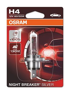 Галогенна лампа H4 60/55W 12V Night Breaker +100% блістер Osram