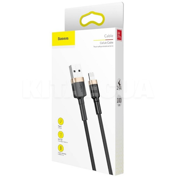 Кабель USB Lightning 2.4A Cafule 1м золотий/чорний BASEUS (CALKLF-BV1) - 2