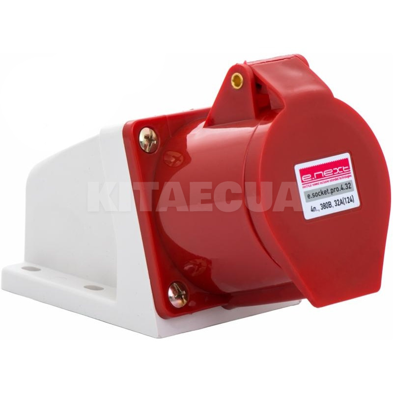 Розетка силова настінна 32A 5-пін 415В червона E.NEXT (3826) - 2