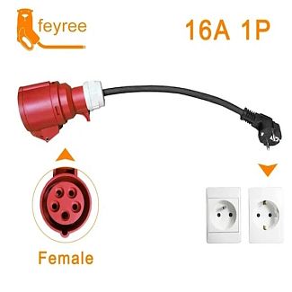 Переходник Red CEE 16A – Schuko 16A (розетка) FEYREE