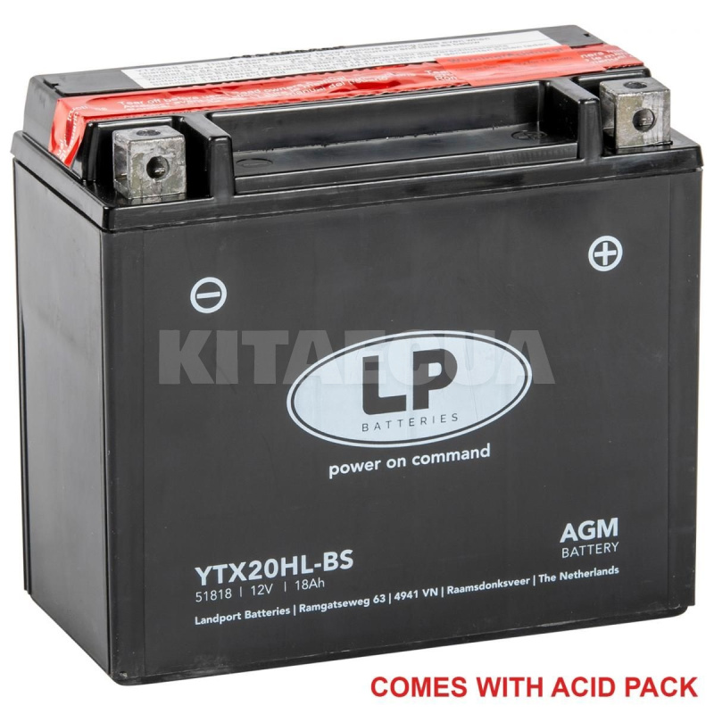 Мото аккумулятор 18Ач 310А "+" справа LP Battery (MA LTX20HL-BS)