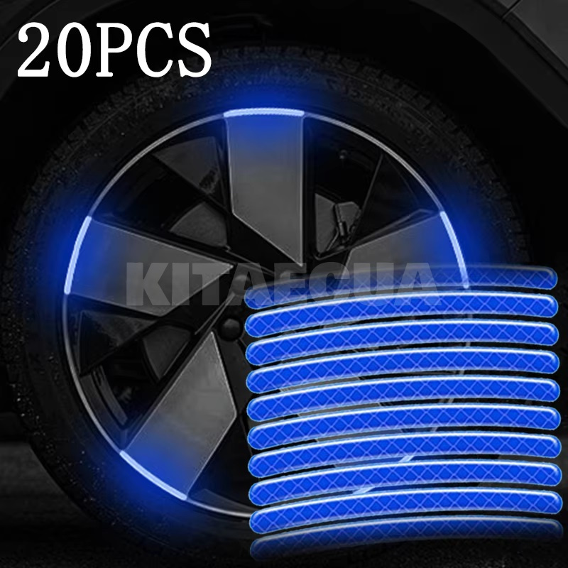 Смуга світловідбивна на маточину колеса синя (20шт.) (20Pcs-Reflective-Strips-Blue) - 2
