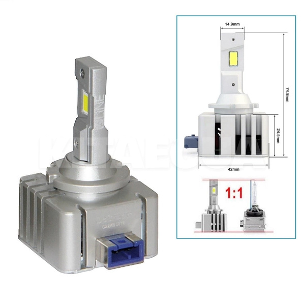 LED лампа для авто Ultra D8S 65W 6000K (комплект) QLine (00-00020285) - 3