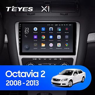 Штатна магнітола X1 2+32Gb 10" Skoda Octavia 2 A5 2008-2013 срібляста Teyes