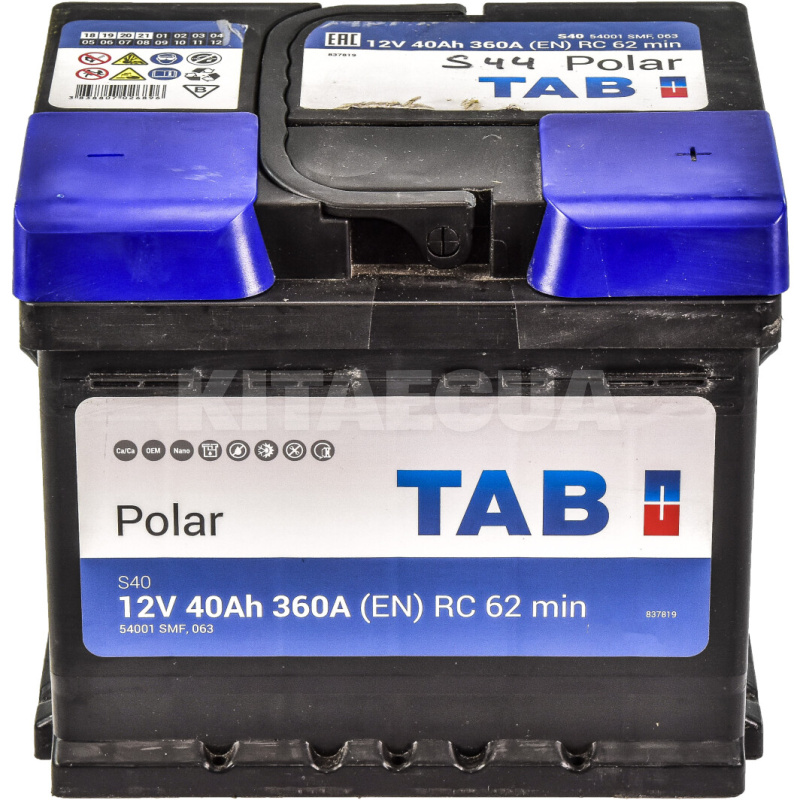 Акумулятор 44Ач Euro (T1) 207x175x175 із зворотною полярністю 360A Polar S TAB (TAB POLAR S 44) - 2