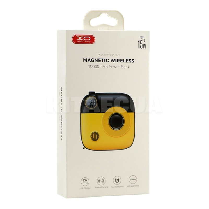 Повербанк с мини-камерой Magnetic 10000mAh 15W желтый XO (6920680849376) - 2