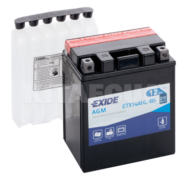 Мото акумулятор 12Ач 210А "+" праворуч EXIDE (ETX14AHL-BS)