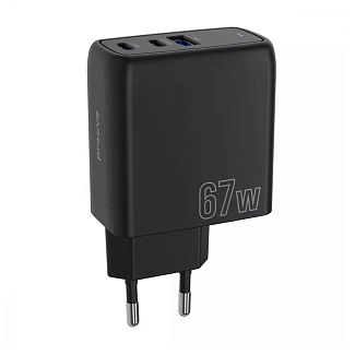 Зарядное устройство 67W 2Type-C+USB Shot GaN черное PROOVE