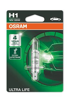 Галогенна лампа H1 55W 12V Ultra Life блістер Osram