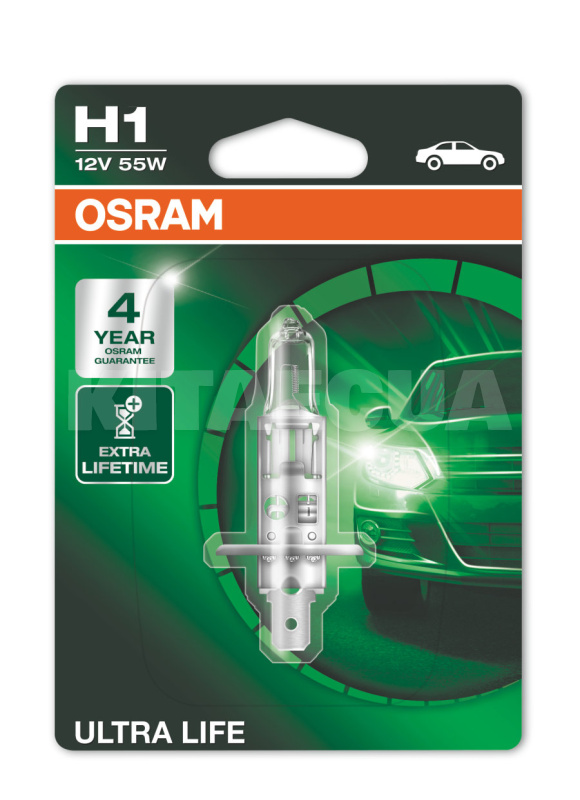 Галогенна лампа H1 55W 12V Ultra Life блістер Osram (64150ULT-01B)