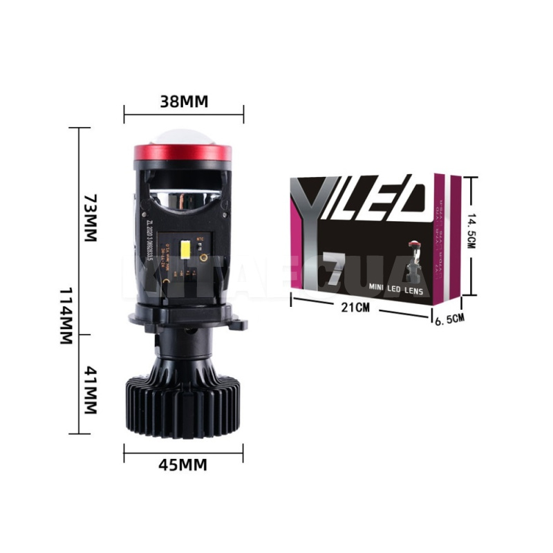 Мини LED линзы в фары H4 70/100W 6000K (Y7D) - 2