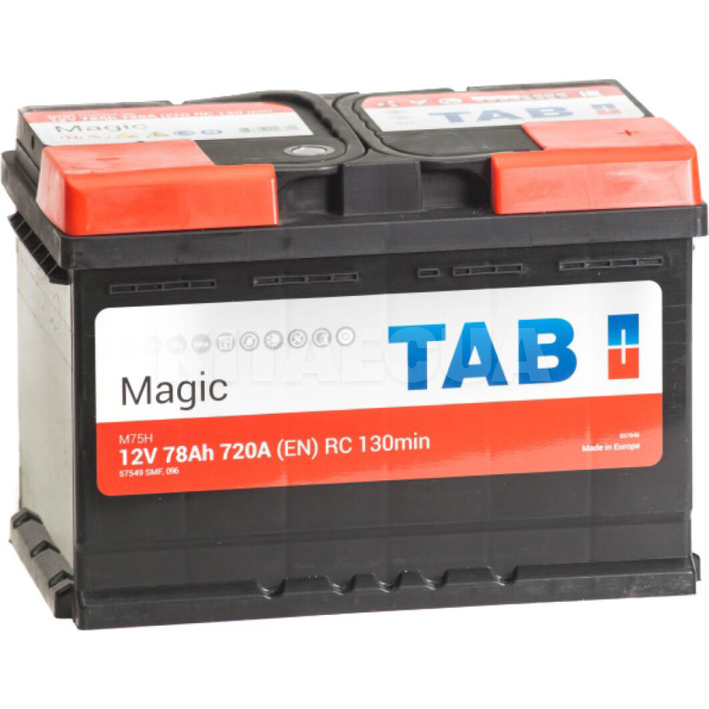Аккумулятор автомобильный 78Ач 720А "+" справа TAB (TAB MAGIC 78)