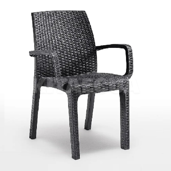 Стілець садовий пластиковий Verona armchair графіт до 110 кг Bica (8003723491935)