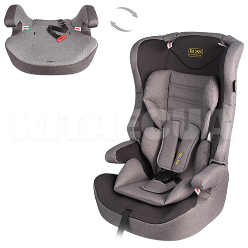 Автокресло детское 9-36 кг черно-серое BOSS (4734-4579-Grey-Black)