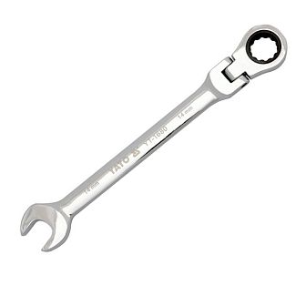 Ключ рожково-накидной 14 мм х 185 мм с трещеткой и шарниром YATO