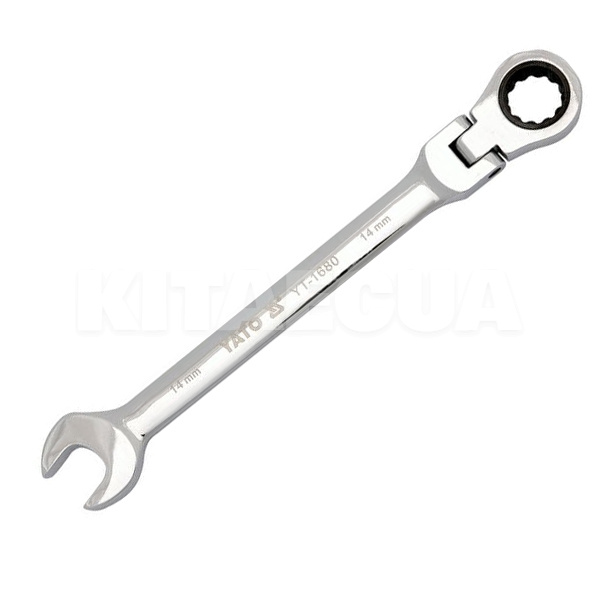 Ключ рожково-накидной 14 мм х 185 мм с трещеткой и шарниром YATO (YT-1680)