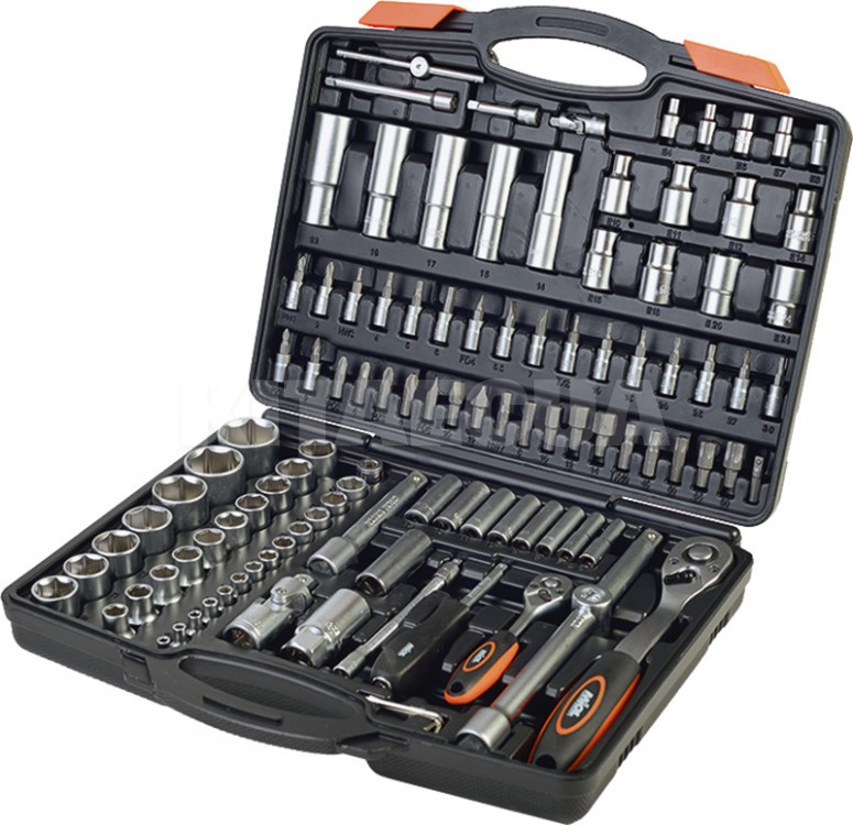 Набор насадок торцевых CrV с трещётками 1/4'', 1/2'' 111 шт. в кейсе MIOL (58-099)