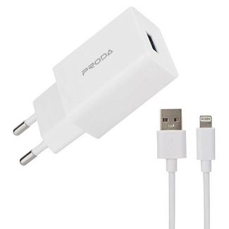 Зарядное устройство USB 2.4A PD-A43i + кабель USB - Lightning 1м белый Proda