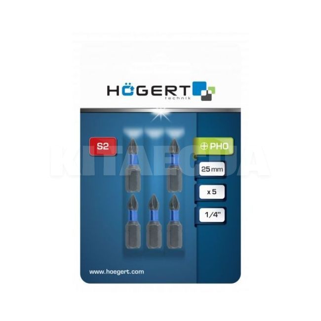 Біта ударна PH0 1/4" 25 мм 5 штук HOGERT (HT1S120) - 2