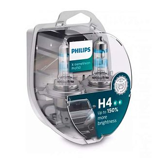 Галогенні лампи H4 60/55W 12V X-treme Vision +150% комплект PHILIPS