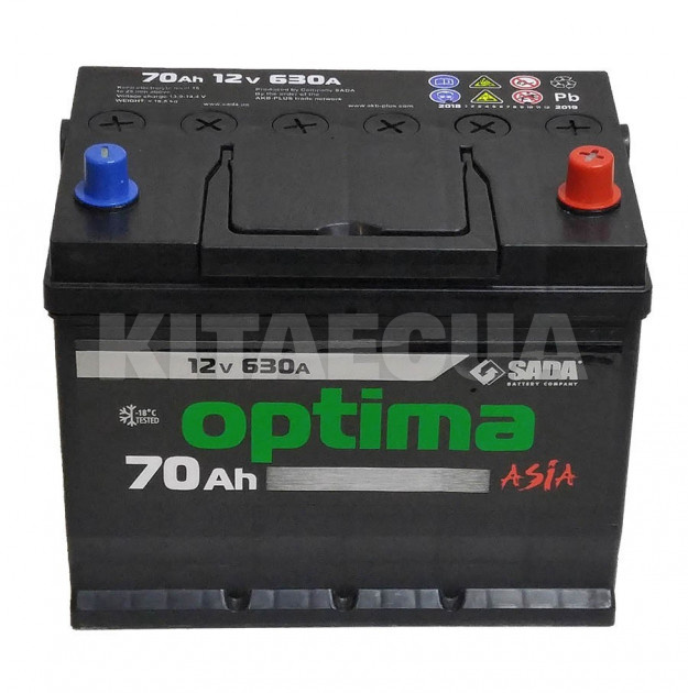 Аккумулятор 70Ач Asia (T3) 261x175x225 с обратной полярностью SADA (6СТ-70Аз Optima Asia) - 3