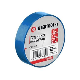 Лента изоляционная 17мм x 15м синяя Intertool