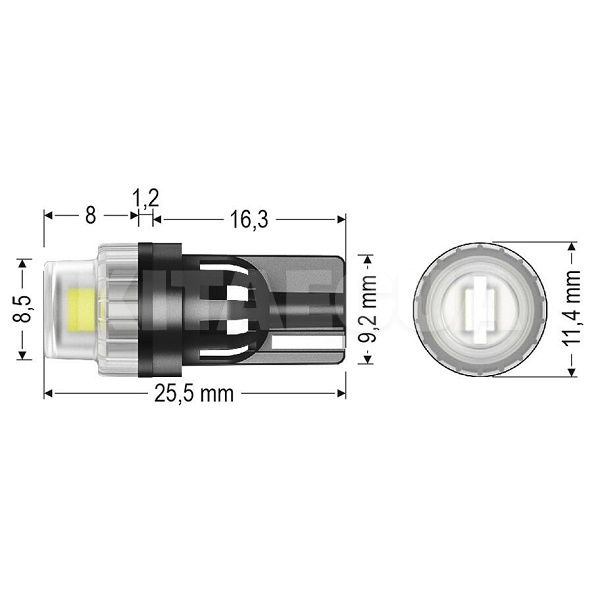 Світлодіодна лампа V2 9/18V WY5W 5500K (компл.) AMS (41263) - 2