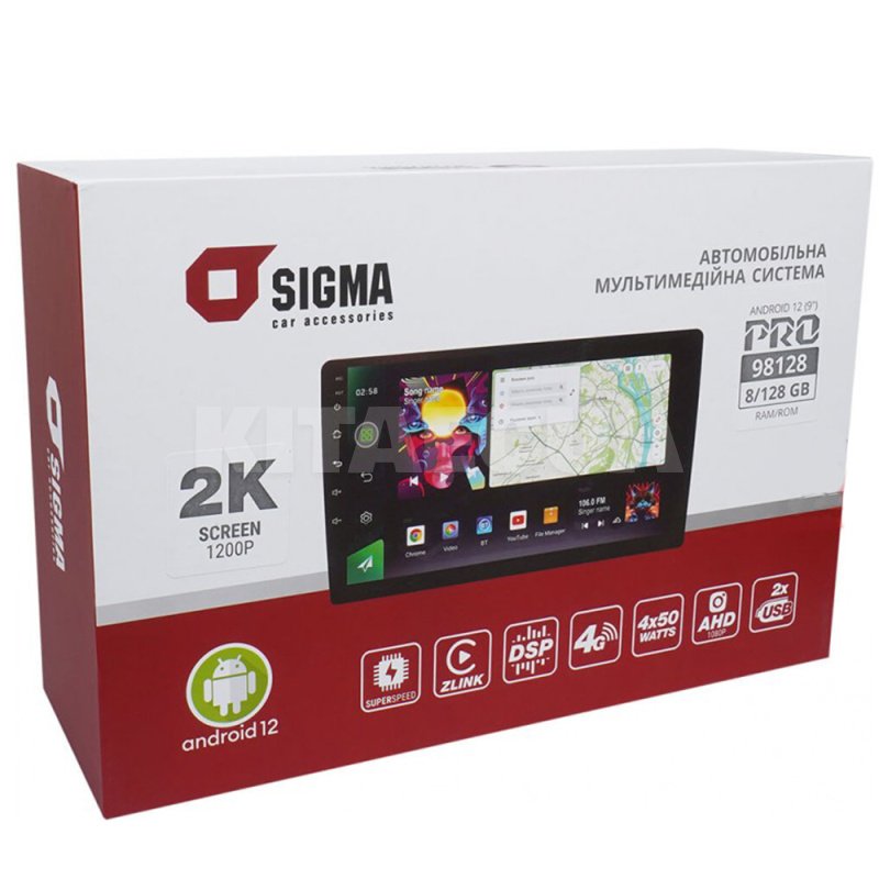 Штатна магнітола PRO 98128 8+128 Gb 9" універсальна SIGMA4car (36815) - 2