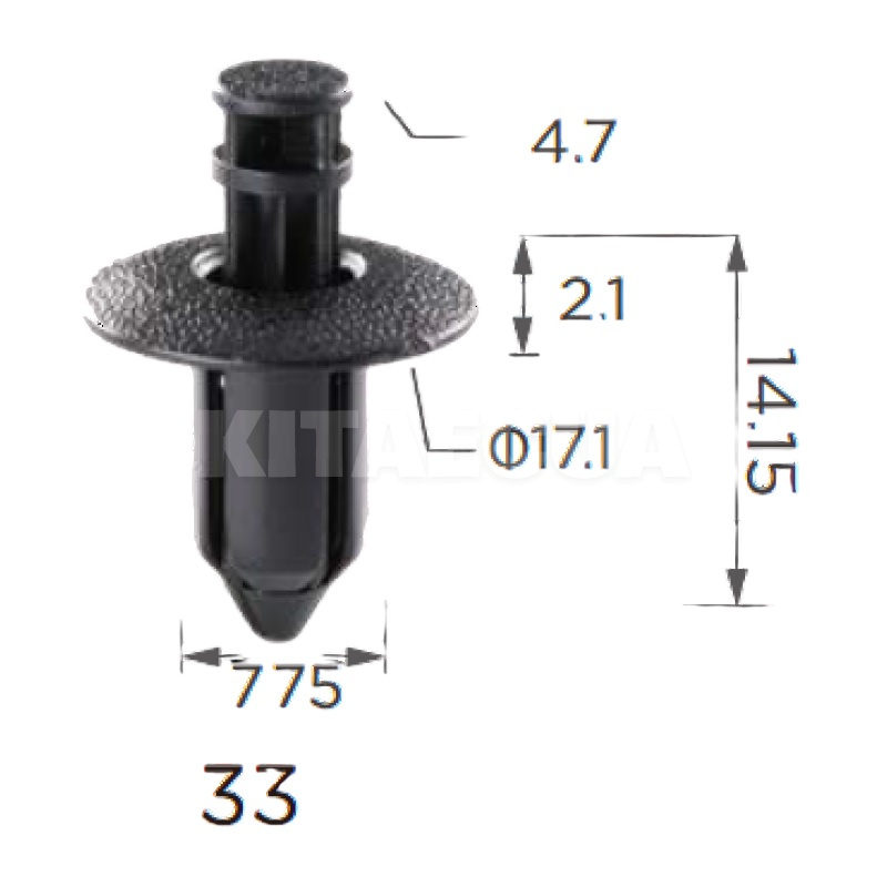 Кліпса натискна (кнопка-штир) на Acura / Toyota / Suzuki / Subaru / Honda / Nissan / Mitsubishi / M Clipss (0633) - 3