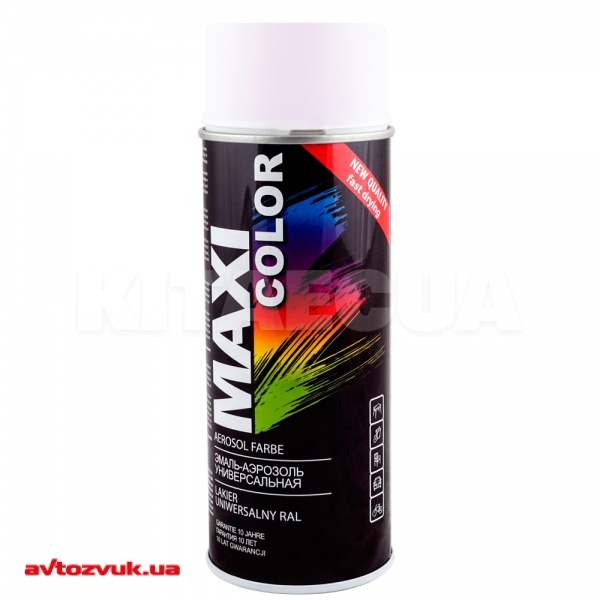 Краска-эмаль белая матовая 400мл универсальная декоративная MAXI COLOR (MX9003M)