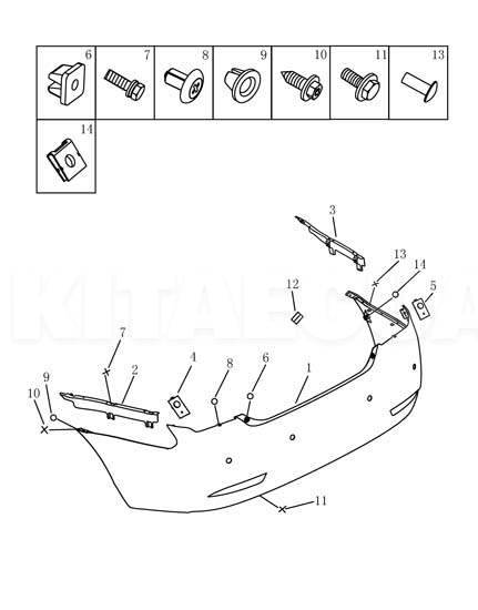 Бампер задній седан на Geely EMGRAND EC7 (1068001147) - 3