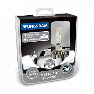 LED лампа для авто Megalight +200% P14.5s 24W 6000K (комплект) TUNGSRAM