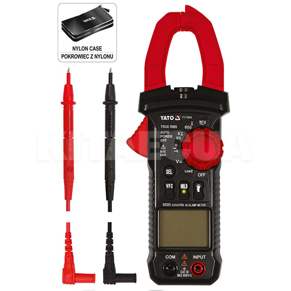 Мультиметр цифровой 0-600 В с токовыми клещами YATO (YT-73092) - Kitaec.ua Мультиметр цифровой 0-600 В с токовыми клещами YATO (YT-73092)