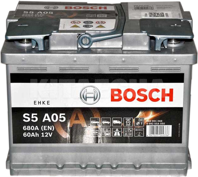 Аккумулятор 60Ач Euro (T1) 242x175x190 с обратной полярностью 680А S5 Bosch (BO 0092S5A050) - 2
