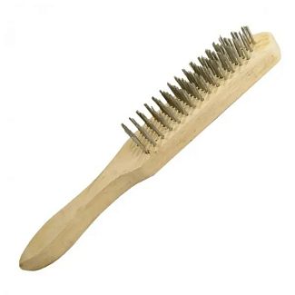 Щетка по металлу 6-рядная стальная с деревянной ручкой Intertool