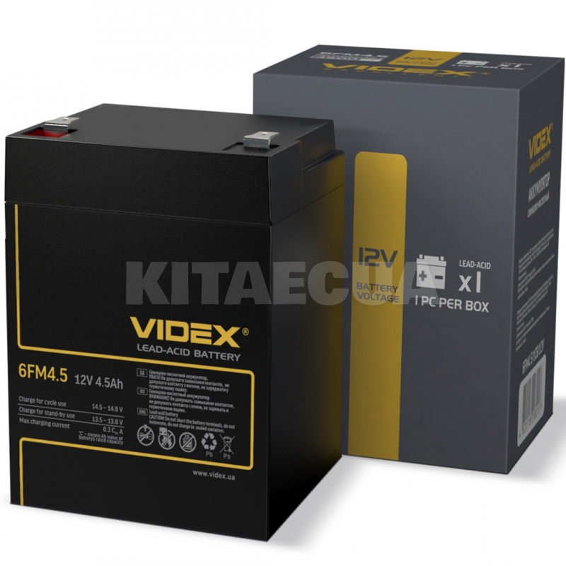 Аккумулятор для ИБП 4.5Ач "+" слева VIDEX (6FM4-5-1CB)